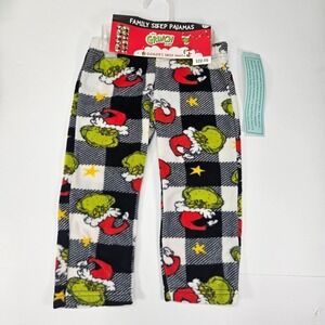 The Grinch Toddler Sleep Pant 2T Family‎ Pajamas Black White Plaid Fleece